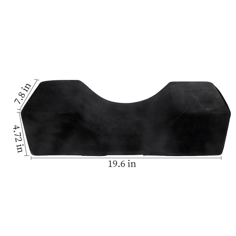 Beauty Salon Eyelash Extension Velvet Lash Pillow Beauty Salon Memory Foam Neck Pillow for Lash Extension Grafting Make Up Side Pockets for Tools(Black,2Pack)