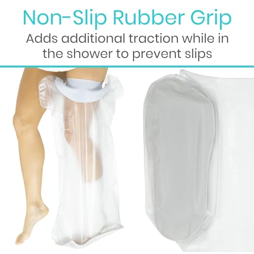 Vive Cast Cover for Shower Leg - Waterproof, Patented Seal - Adult Cover Bag for Showering After Surgery - Also for Broken Foot, Ankle, Knee, Toe, Bandages, Wounds, Baths - Watertight & Submersible