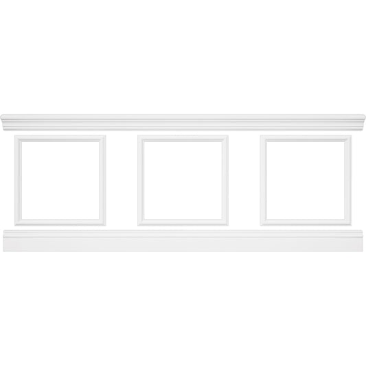 94 1/2"L (Adjustable 36"H to 40"H) Ashford Square Panel Traditional Wainscot Paneling Kit