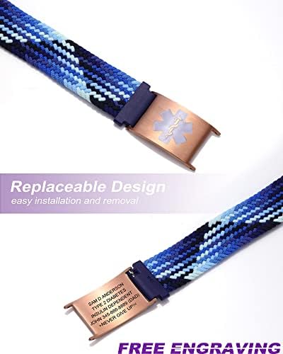 Personalized Sport Medical Alert Bracelets for Women Men - Custom Medical ID Bracelets with Free Engraving - Hook and Loop/Elastic/Stainless Steel/Silicone Watch Wristband Emergency Bracelet