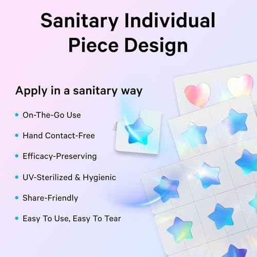 Sosky Hologram Pimple Patches for Face, Hydrocolloid Acne Patches with Salicylic Acid, Cute Star Zit Stickers,Colorful Blemish Covers,36 Count Blue Pink Star Heart Cloud