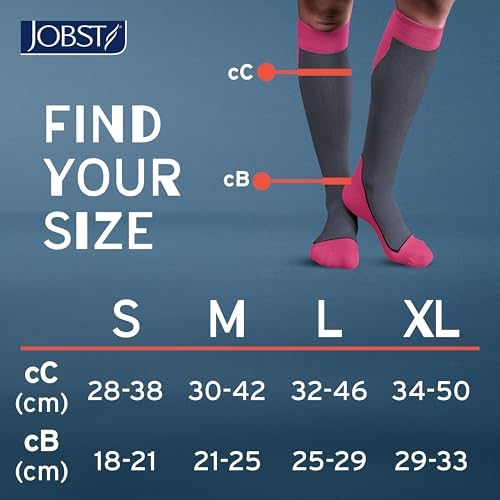 JOBST Sport Knee High 20-30 mmHg Compression Socks, Pink/Grey, X-Large