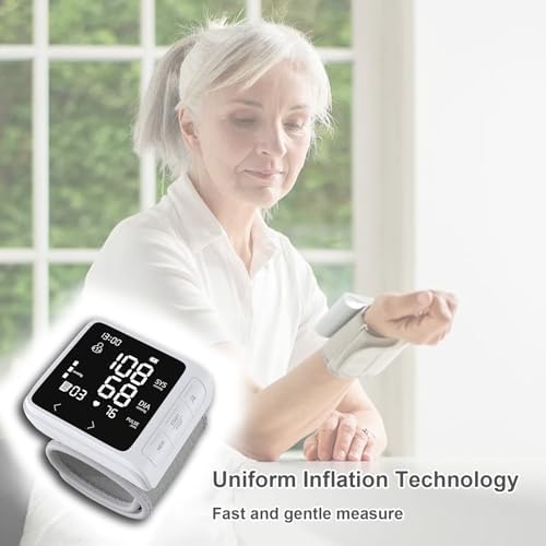 huangirl Wrist Blood Pressure Monitor | Wrist Blood Pressure Monitors for Home Use | Automatic Blood Pressure Monitor Wrist Blood Pressure Cuff with 2 Users Memory LCD Display Hypertension Alarm