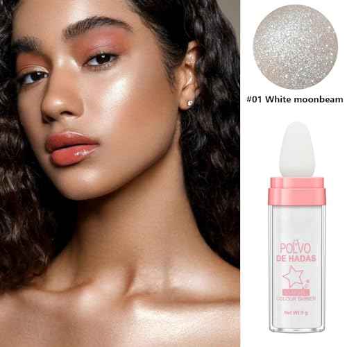 URQT 4 Color Polvo De Hadas Fairy Dust Highlight Patting - Full Body Contouring and Clavicle Pearlescent Patting Powder for Face and Eye, Christmas Sparkling Body Glitter (4 Pack)