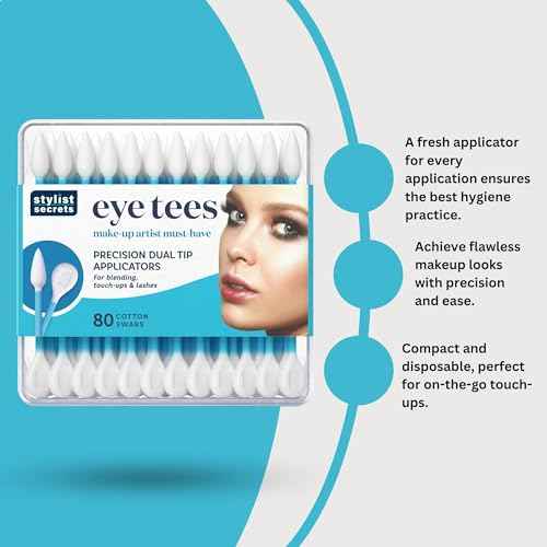 Fran Wilson EYE TEES COTTON TIPS 80 Count (3 PACK) - Precision Makeup Applicator, Double-sided Swabs with Pointed and Rounded Ends for Perfect Blending, Effective Cleaning and Precise Touch-ups