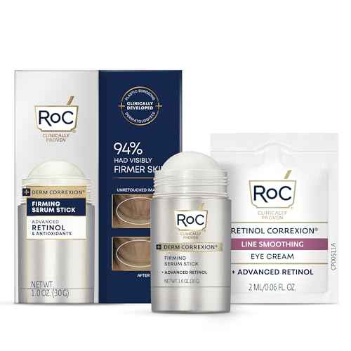 RoC Derm Correxion Retinol Firming Serum Stick with Antioxidants to Visibly Tighten and Firm Wrinkles and Laugh Lines 1.0 oz plus Retinol Eye Cream Packette