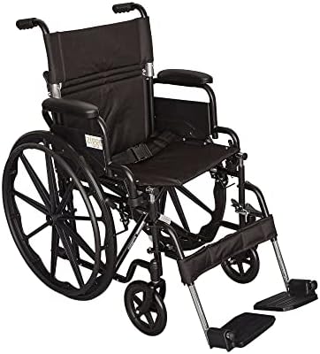 Ziggo 18” Seat Width Pediatric Wheelchair for Kids & Children, Lightweight, Manual Folding Wheelchair w/Safety Belt, Swing-Away Foot Support w/Straps, Desk Length Arm Rests