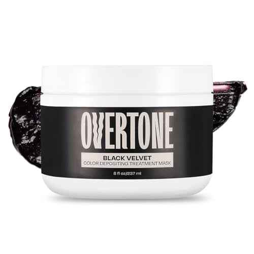 Overtone Semi Permanent Hair Color Conditioner, Black Velvet, 8 oz, Nourishing, Damage-Free, Color Depositing Mask for All Hair Types with Shea Butter & Coconut Oil, Vegan & Cruelty-Free