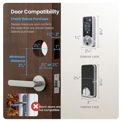 Lockly Vision Zeno Smart Lock with Video Doorbell Camera, Fingerprint Keyless Entry with Apple Home Key, Wi-Fi Deadbolt for Front Door, PIN Genie Keypad, App Remote Control, 2 Rechargeable Batteries