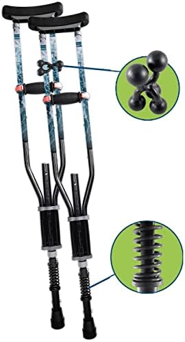 York Nordic - Spring Cushion Crutches Perfect for Sports Injuries and Travel - Heights 4'7" to 6'6" - Adjust Down to 22" for Travel