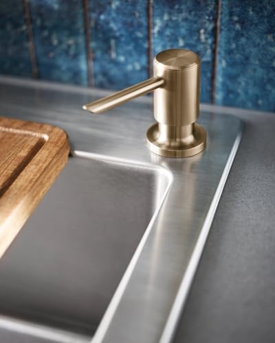 Moen Nolia Bronzed Gold One-Handle Single Hole Spring Kitchen Faucet with Pull Down Sprayer and Soap Dispenser, 87886BZG