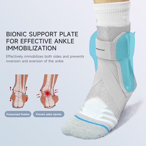 Right Ankle Brace for Women & Men - Ankle Support Sprained Ankle Brace for Achilles,Tendon,Sprain,Injury Recovery,Ankle Support Brace for Running, Basketball, Football (Grey,L,Right)