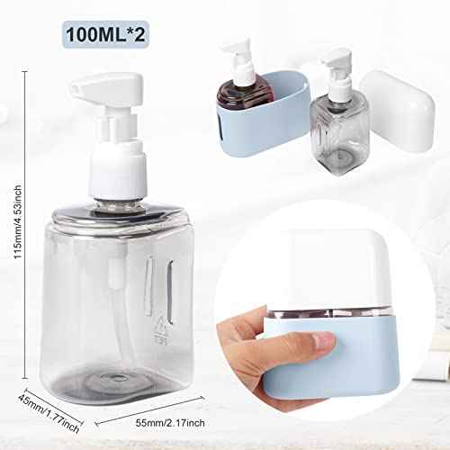 Yamadura Travel bottles for Toiletries, TSA Approved Travel Containers, Refillable, Portable, Spray Bottles and Pump Bottles with Labels for Creams, Perfumes and Shampoos (Blue)