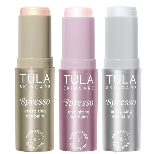 TULA Skin Care Spresso Energizing Eye Balm - Energizing & Hydrating Caffeine Under Eye Treatment for Dark Circles, Portable and Perfect to Use On-the-go, 0.35 oz.