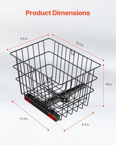 VEVOR Scooter Rear Basket, Heavy Duty Metal Wire Basket with Handle, Spacious Cargo Basket, Works with 1-inch Receiver, Compatible with Most Golden, Drive & Pride Mobility Scooter