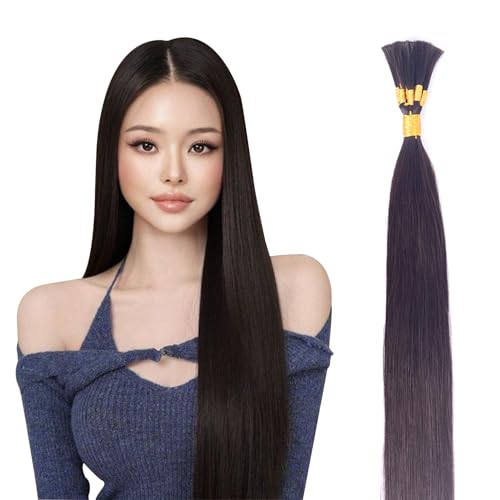 V Light Hair Extension Kit Hair Bulk, 18" 20" 22", 100 grams, Double Drawn,10 Bundles,100% Human V-light Bulk Hair Extensions #1B Black #613 blonde. (#1b 50g, 20inch)