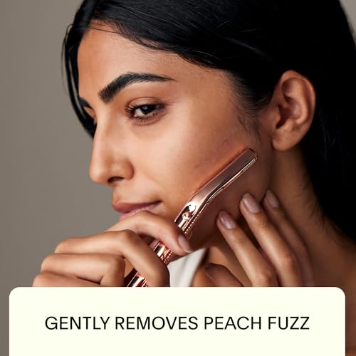 Leaf Shave | Leaf Dermaplaner Kit, All-Metal Reusable Dermaplane Razor and Exfoliating Tool for Women, Includes Matching Stand and 10-Pack of Refills - Rose Gold