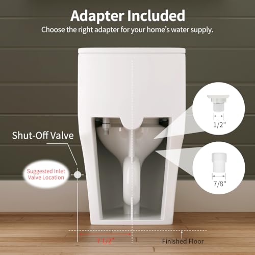 DeerValley Compact One-Piece Toilet 1.28 GPF Single Flush Fully Skirted Bowl with Soft-Close Seat White Space-Saving Elongated Toilets for Small Bathrooms