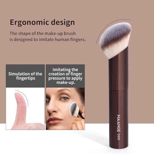 MAANGE 20 PCS Foundation Makeup Brush Set, Double-ended Kabuki Contour Brush for Liquid Powder Concealer Blending Blush Face Makeup Tools (Coffee)