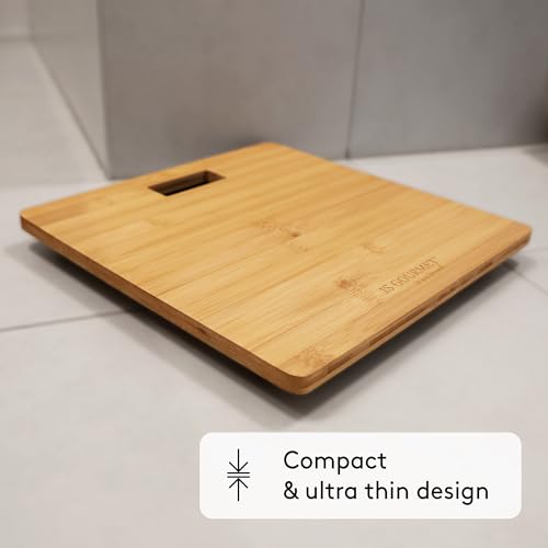 Wooden Bamboo Bathroom Body Weight Scale with Digital LCD Display, Maximum Capacity of 396 lbs, Adding a Stylish & Modern Touch to Your Toilet