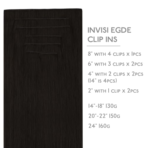 WENNALIFE Invisi Edge Clip in Hair Extensions Real Human Hair, 12 Inch 80g 7pcs Dark Brown Invisible PU Skin Weft Straight Extensiones De Cabello Hmano Clip Ins