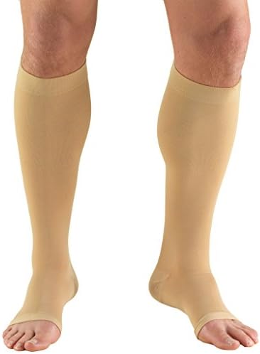Truform Short Length 30-40 mmHg Compression Stockings for Men and Women, Reduced Length, Open Toe, Beige, X-Large