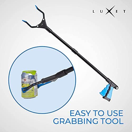 Grabber Reacher Tool - 26" Steel Portable Pick Up Stick - Strong Grip Magnetic Tip for Store Shelves Lightweight Garbage Litter Trash Picker Claw Grabber Tool for Elderly - by Luxet (Pink/Blue)