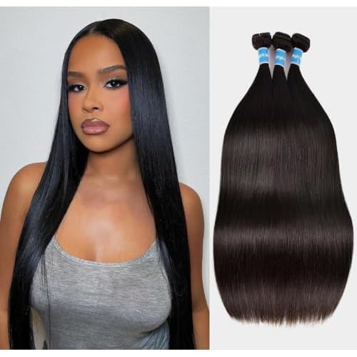 Brazilian Virgin Straight Hair Bundles 18 20 22 Inch 100% Unprocessed Virgin Human Hair Weave Bundles Human Hair Extension Double Weft Natural Color Straight Hair Bundles