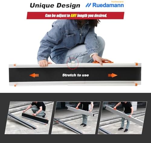 Ruedamann Portable Wheelchair Ramp, 5FT Adjustable Aluminum Ramp for Home, 600lbs Capacity,Telescoping Non-Skid Surface Wheel Chair Ramp for Home, Stairs, Steps
