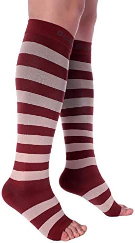 Doc Miller Compression Socks for Pregnant Women – Wide Calf, Open Toe Knee Sleeve 15-20 mmHG,Toeless Pregnancy Stockings for Varicose Veins, Footless Shin Splint Relief, 1 Pair