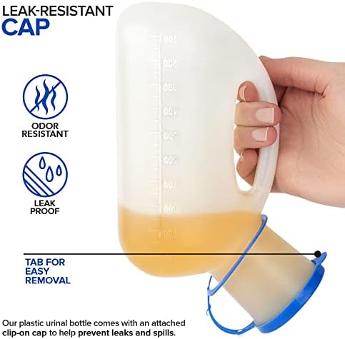 Unisex Urinal Bottle (2 Pack) - Portable Urinal for Women & Men - Female Urinal with Lid - 32 Oz Female Urination Device - Women Pee Funnel Cup for Emergency, Travel, Car & Camping - Stock Your Home