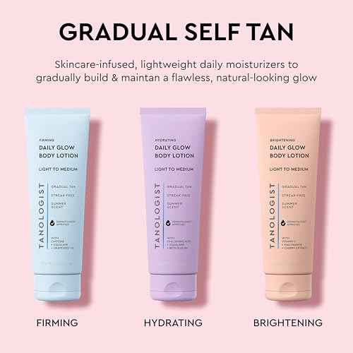 Tanologist Hydrating Daily Glow Body Lotion- Medium/Dark, Buildable & Transfer-Proof Gradual Self Tanner, Summer Fragrance, Natural Not Orange, Lasts 7 Days, Vegan Clean Formula, 8.45 fl oz