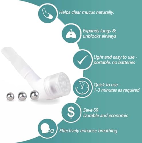 BOKANG Flutter Valve Breathing Exercise Device for Lungs, Breathing Trainer, Flutter Valve Device, Equipped 3 Balls, with Lanyard and Storage Bag, Suit for Lung Rehabilitation Clients and Exerciser