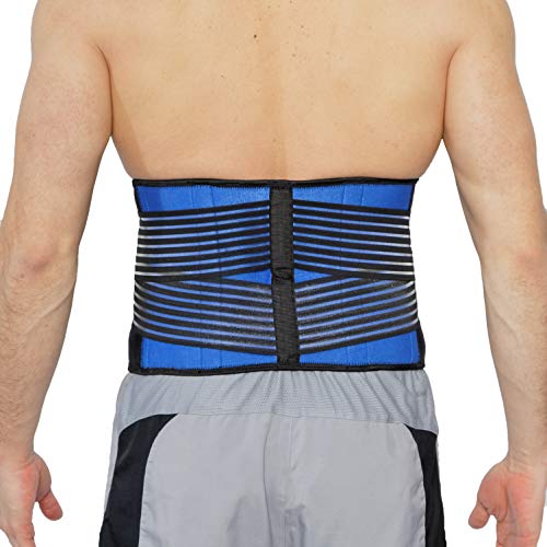 NeoTech Care Neoprene Back Brace for Optimal Support and Pain Relief - Adjustable Compression Belt for Lumbar Stability - Comfortable and Breathable Lower Back Support (Blue, Size S)