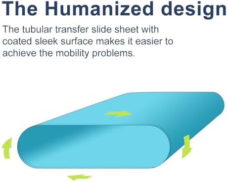 Sky Blue Tubular Slide Sheet for Patient Transfer ，Washable & Reusable Draw Sheets, Sliding Board Suitable for Cars, Vehicles, Wheelchairs, Hospitals, Bed Transfers, Nursing Home Care，53" x 28"