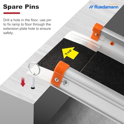 Ruedamann Portable Wheelchair Ramp, 5FT Adjustable Aluminum Ramp for Home, 600lbs Capacity,Telescoping Non-Skid Surface Wheel Chair Ramp for Home, Stairs, Steps