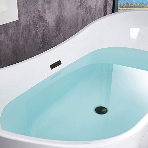 WOODBRIDGE 71" Acrylic Freestanding Bathtub Contemporary Soaking Tub , White Acrylic ( Matte Black Drain/Overflow),B0017 MB Drain &O