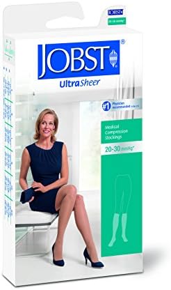 BSN Medical 119621 Jobst Ultra Sheer Compression Stocking, Knee High, 20-30 mmHG, Closed Toe, Petite, Medium, Suntan