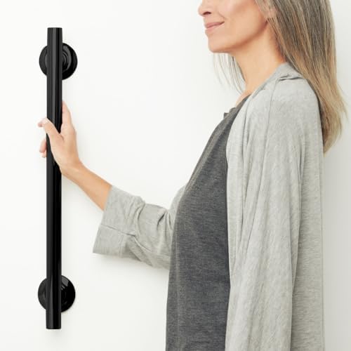 Seachrome 12-inch Coronado Designer Straight Bathroom Shower Grab Bar, Stainless Steel, Matte Black