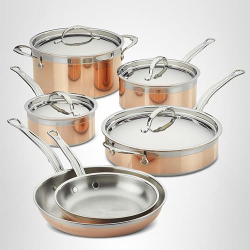 Hestan - CopperBond Collection - 100% Pure Copper 10-Piece Ultimate Cookware Set, Induction Cooktop Compatible