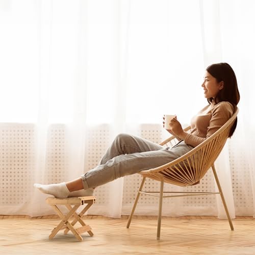 Sorbus Foldable Shower Stool – Bamboo Foot Rest & Shaving Stool for Inside Shower – Portable Step Stool, Folding Shower Bench, Wooden Sauna Chair, Bathtub Foot Rest – 11" x 10.75" x 12" (Bamboo)