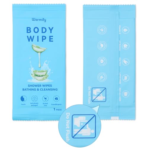 365 Pcs Body Wipes Individually Wrapped (9.29" x 8"), Large Shower Wipes for Adults Bathing No Rinse, Portable Personal Cleansing for Gym, Camping, Hiking, Backpacking,Bulk Homeless Supplies