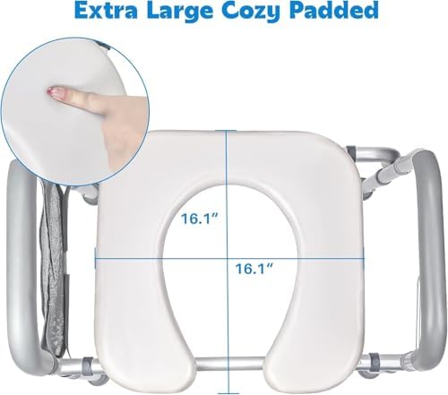 Raised Toilet Seat with Handles, Toilet Seat Risers for Seniors Width and Height Adjustable Raised Toilet Seat with Handles for Elderly