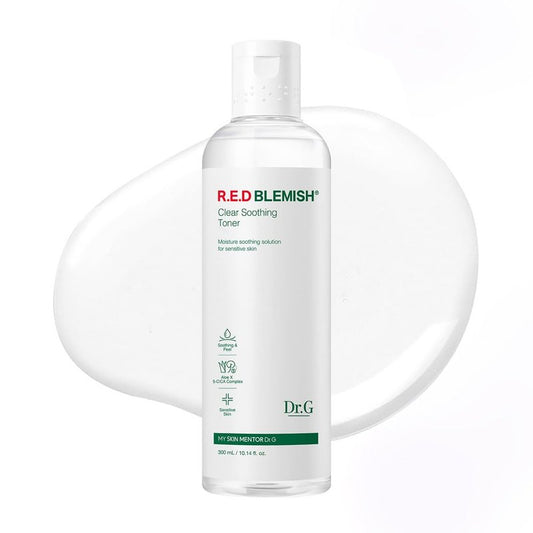 Dr. G R.E.D. Blemish Clear Soothing Toner - Korean Soothing Toner for Glowing Skin - Soothes Irritation Clear Skin - Mild Exfoliant - with AHA, BHA & Centella Asiatica - 10.14 fl oz