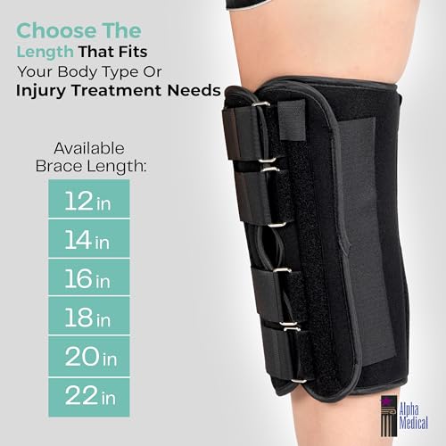 18” Long Adjustable Three Panel Orthopedic Knee Immobilizer – Supportive & Adjustable Side Panels – Knee Brace Stabilizer – Knee Immobilization L1830