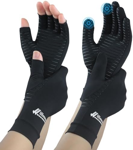 Big Mango 2 Pairs Copper Arthritis Gloves, Compression Gloves for Women Men Relieve Pain from Rheumatoid Arthritis, Carpal Tunnel, Swelling, Everyday Hands Support (Open Finger + Full Finger, Small)