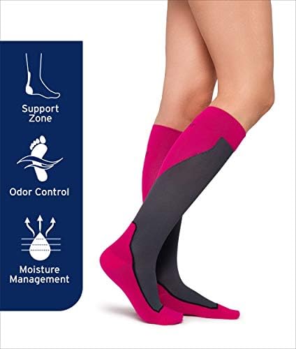 JOBST - 7528901 Sport Knee High 15-20 mmHg Compression Socks, White/Grey, Medium