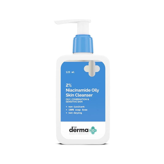 The Derma Co 2% Niacinamide Oily Skin Cleanser for Sensitive, Oily & Combination Skin 125 ml Non-Irritant Soap-Free Non-Drying Gently Cleanses Makeup With 0.1% ww Salicylic Acid