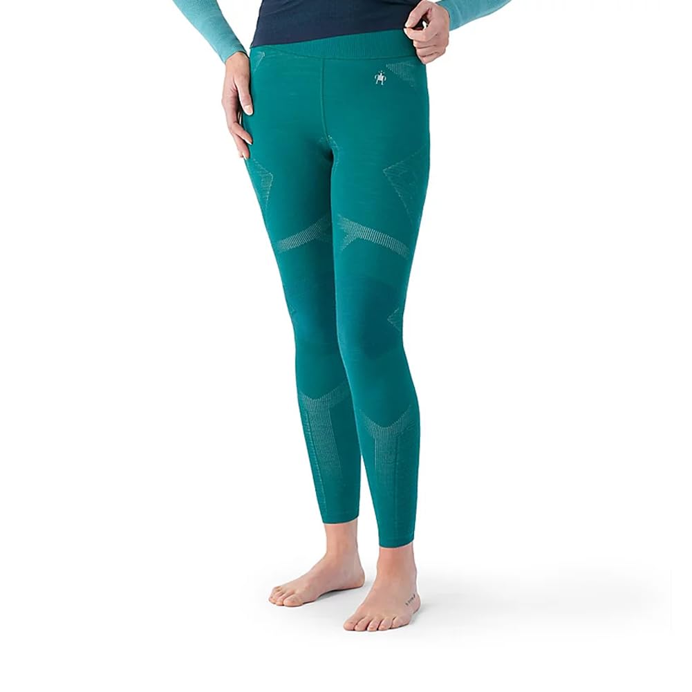 Smartwool Women's Intraknit Thermal Merino Wool Base Layer  Mid Rise Bottom (Slim Fit), Emerald-White, Small