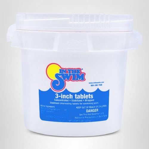 In The Swim 3 Inch Stabilized Chlorine Tablets for Sanitizing Swimming Pools - Individually Wrapped, Slow Dissolving - 90% Available Chlorine - Tri-Chlor - 25 Pounds